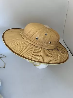 Vintage Straw Rattan Bamboo Pith Helmet Sun Safari Jungle Hat Unisex • $39.99