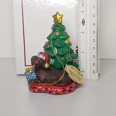 Danbury Mint 2014 Red Dachshund Delight Christmas Ornament Waiting For Santa • $17