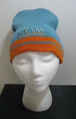  Miami Dolphins Football  Beanie Winter Hat Head Warmer Embroidered W/ Stripes  • $9.95