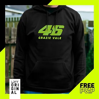 Grazie Vale Hoodie In Black Hooded Jumper Valentino Rossi MotoGP *FREE P&P* • £21.99