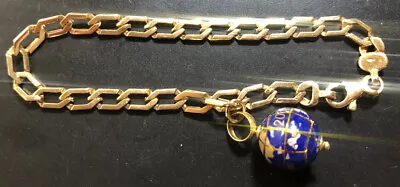 Lovely 9ct Gold Bracelet & 18ct Gold Mount Globe Charm - 8.14g • £450