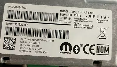 $9.99 • Buy VP2_7 7in Chrysler Mopar Jeep Delphi Uconnect UNLOCK CODE With T0MYD Serial