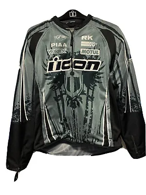 ICON HOOLIGAN 2 Threshold XL Men’s Grey/ Black Motorcycle Motorsport Jacket • $45