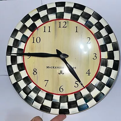 Mackenzie Childs Courtly Check Metal Enamel Clock 12  WORKS! • $74.99