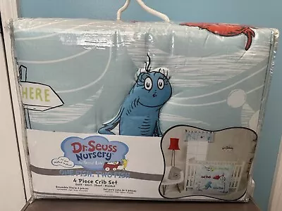 Dr. Seuss Cat In The Hat 4 Piece Crib Bedding Set ONE FISH TWO FISH NEW NIP • $69.98