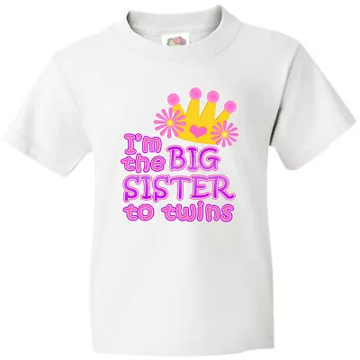 Inktastic I'm The Big Sister To Twins. Youth T-Shirt Pink Crown Tee Kids Child • $14.99