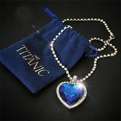 Heart Of The Ocean Fashion Crystal Necklaces Ladies Titanic Necklace Love Gifts • £7.19