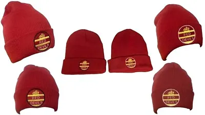 Manchester Red & White  Hat  Red Devils Beanie Hats Unbranded Gifts  • £9.99