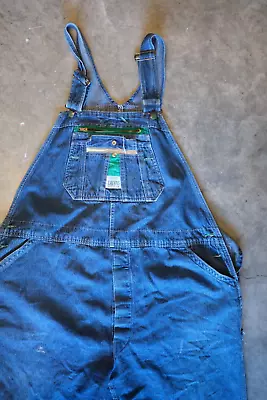 Liberty Blue Denim Medium Wash Sz 46x32 Vintage Bib Overalls Workwear Distressed • $14.95