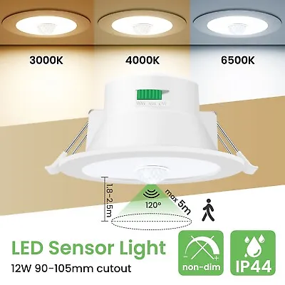 12W PIR Led Recessed Ceiling Lihgts Color Changeable 90-105mm Non-DIM Downlight • £9.98