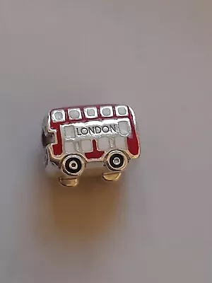 TRUTH Sterling Silver PK 925 Red Enamel London Bus Bracelet Charm • £14.99