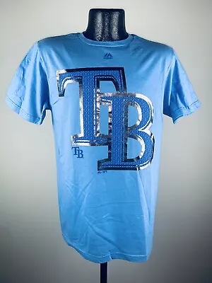 Men's Majestic Tampa Bay Rays All In The Game Light Blue MLB Shirt NWT XL • $20