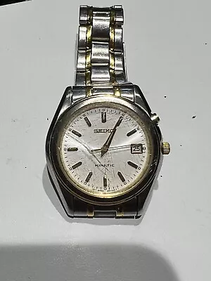 Vtg Seiko Men’s Kinetic Two Tone Watch Needs Battery And Scratched Crystal  • $69.99