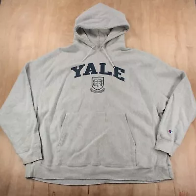 Vtg Y2k CHAMPION Yale University Spellout Reverse Weave Hoodie Sweatshirt 2XL • $78