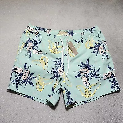 New J. Crew Hawaiian Swim Shorts Trunks Men's Large Printed Palm Guitar Music • $22.98