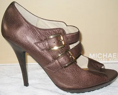Michael Kors Bronze/Brown Double Strap Mary Jane Leather Platform Heel 9M - $169 • $135.19