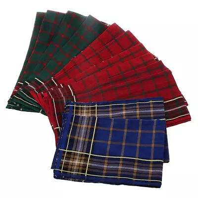 12pcs Men's Vintage Plaid Square Hankerchief Hanky Wedding Party Handkerchiefs • £9.49