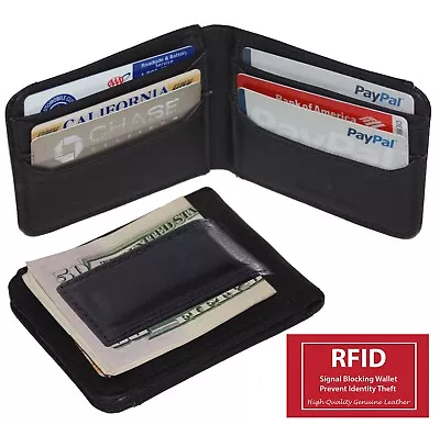 RFID Blocking Black Money Clip Bifold Wallet Front Pocket Credit Card Holder • $16.50