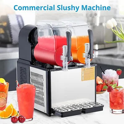 Commercial 110V 370W Double Tanks 8L Frozen Drink Slushy Maker Smoothie Machine • $615.99