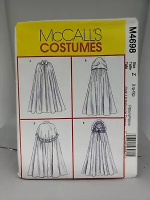 McCalls 4698 YY L-XL Misses Renaissance Medieval Civil War Hooded Cape Pattern • $13.99