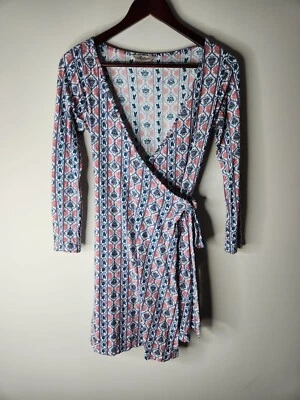 $39.95 • Buy Arnhem Fit & Flare Dress Womens Size 6 Blue Floral Wrap Long Sleeve