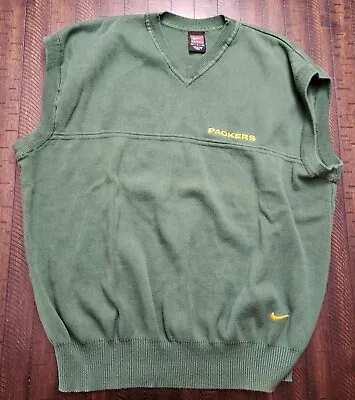 Vintage 90s Team Nike Green Bay Packers Sweater Vest Green Large NFL • $20