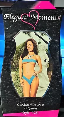 $24.99 • Buy Elegant Moments Style 7921 Light Turquoise Lace Top & V Shaped Thong OSFM