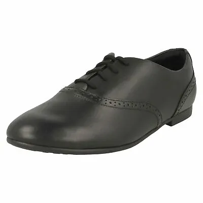 Sale Girls Clarks Black Leather Lace Up Brogue Style School Shoes JULES WALK • £23.49