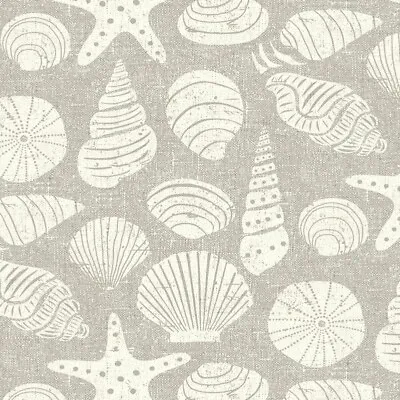 Seashells Grey Cotton Oilcloth WIPE CLEAN PVC TABLECLOTH By Fryetts • £16.99