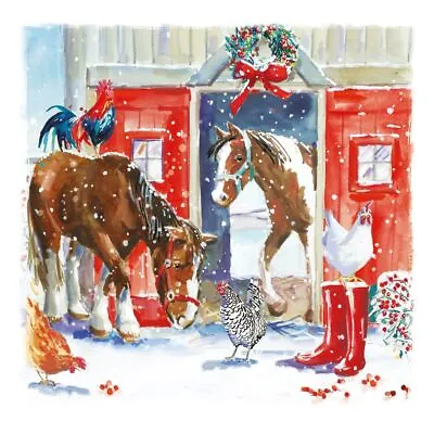 Christmas Card Pack - 4 Cards - Xmas At The Stables Horse - Ling Design • £4.99