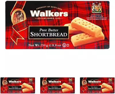 Walkers Pure Butter Shortbread Fingers 250G (Pack Of 4) • £12.24