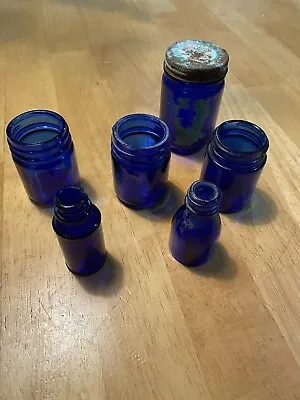 Lot Of 6 Vintage Vick’s VapoRub Cobalt Blue Bottles • $29.99