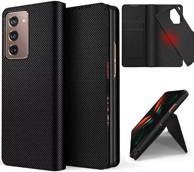 $34.95 • Buy For Samsung Galaxy Z Fold 4 3 2 New Magnet Carbon Leather Wallet Flip Case Cover