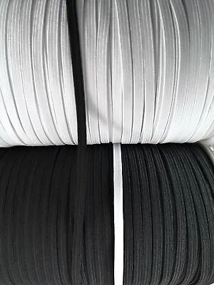Dress Making Tailoring 1/2 Inch 12mm Wide Flat Woven Black White Quality Elastic • £2.49