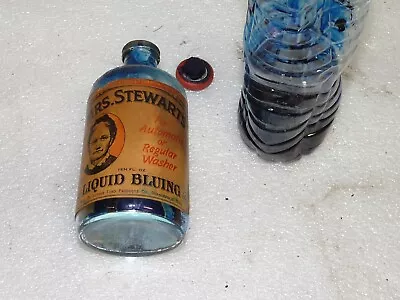 Vintage Mrs. Stewarts Liquid Blueing Jar/Bottle W/some Contents • $9.99