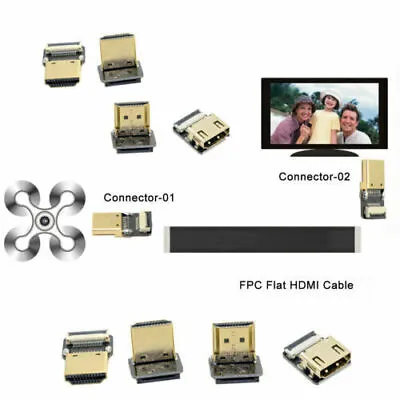 Micro HDMI Mini HDMI 90 Degree Adapter 5cm-100cm FPC Ribbon Flat HDTV FPV Cable • $4.44