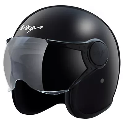 Vega Jet W/Visor Black Open Face Helmet • $102.97