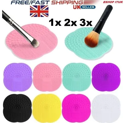 MAKE UP Brush Cleaning Mat Cosmetic Foundation Gel Cleaner Pad Board Hand Tool • £2.52