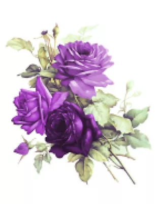 Vintage Image Victorian Purple Cabbage Roses Furniture Transfer Decals FL495 • $12.99