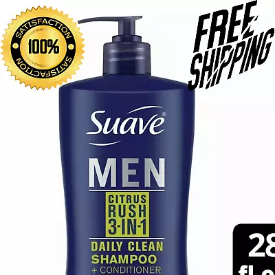 Suave Men Citrus Rush 3-in-1 Shampoo Conditioner Body Wash All Hair Types 28 Oz • $7.70