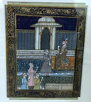 Antique Mughal Painting Depicting An Emperor Having A Toast With Subjects -india • $95
