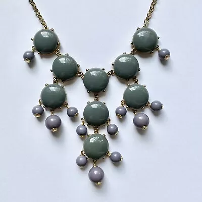 J Crew Gray Green Purple Gold Tone Bubble Bib Statement Necklace • $18