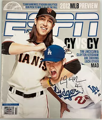 Clayton Kershaw Signed 2012 ESPN Baseball Preview Full Magazine AUTO PSA Sticker • $67.90