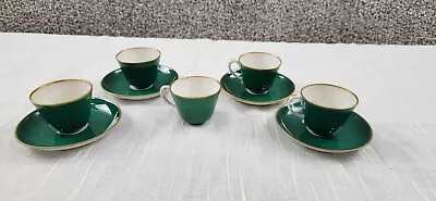 Richard Ginori Italy Green Cup And Saucer Set 5 Cups 4 Plates Vintage Tea Set • $49.99