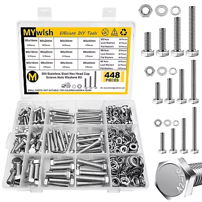 448PCS M5 M6 M8 Bolt Screw Set Metric Bolt Assortment 304 Stainless Steel Nut • $37.79