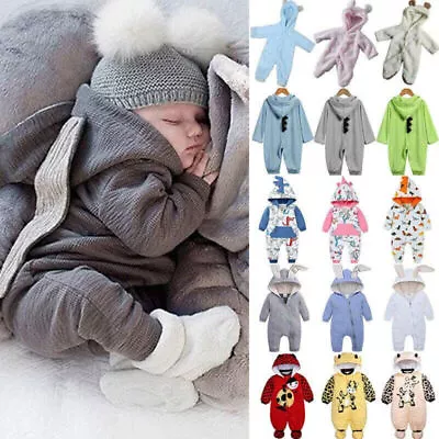 Baby Bunny Hoodie Rabbit Romper Jumpsuit Casual Babygrow Cute Outfit Overalls ☆ • £12.73