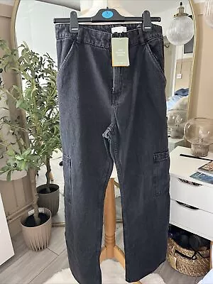 BNWT H&M Wide Leg Cargo Trouser /Jeans Size 14 Dark  Grey • £1.50