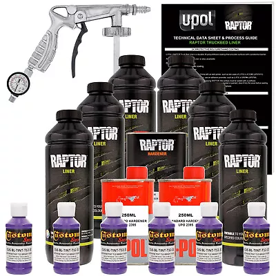 U-POL Raptor Tintable Bright Purple Spray-On Truck Bed Liner Spray Gun 6 Liters • $329.99