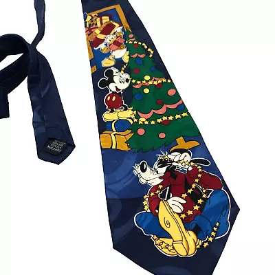 Disney Mickey Unlimited Mickey Mouse Goofy Donald Christmas Holiday Necktie Silk • $16.90