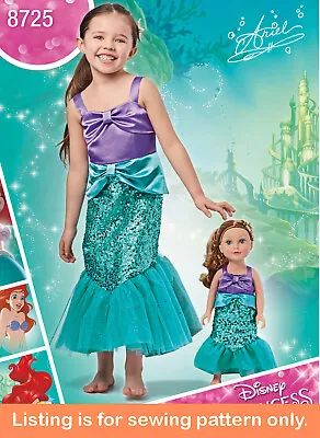 SEWING PATTERN - Sew Girls Halloween Costume Little Mermaid Ariel 18  Doll 8725 • $9.49